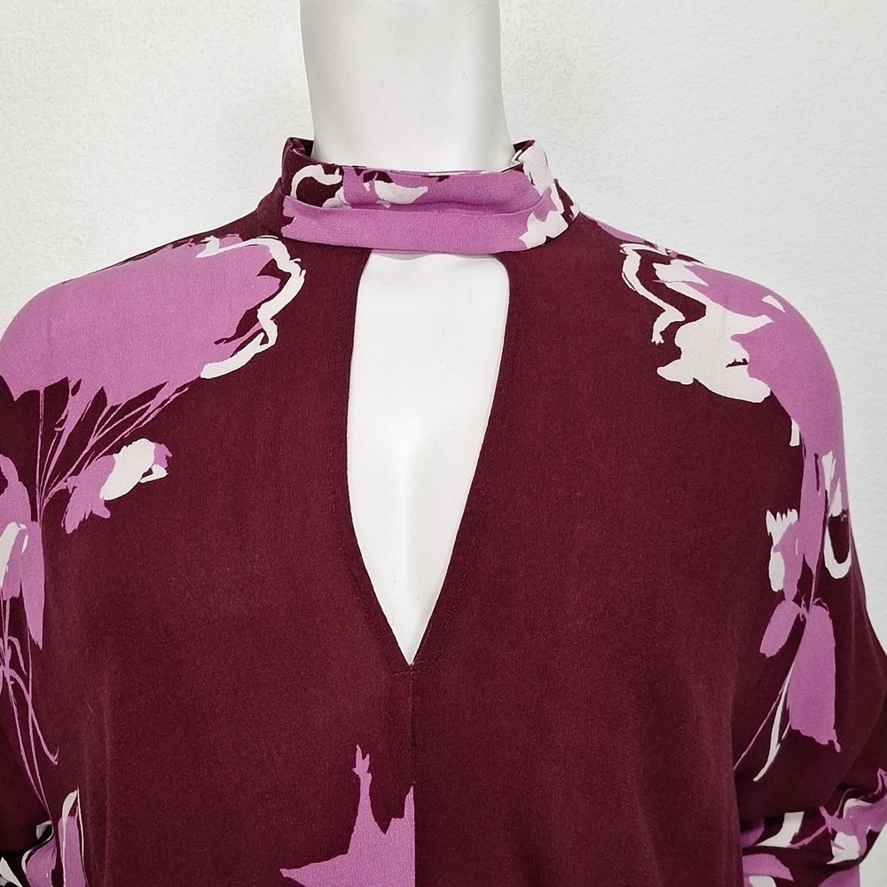 Free People Plum Combo Floral Boho Romantic Say You Love Me Blouse Size M - Picture 3 of 14